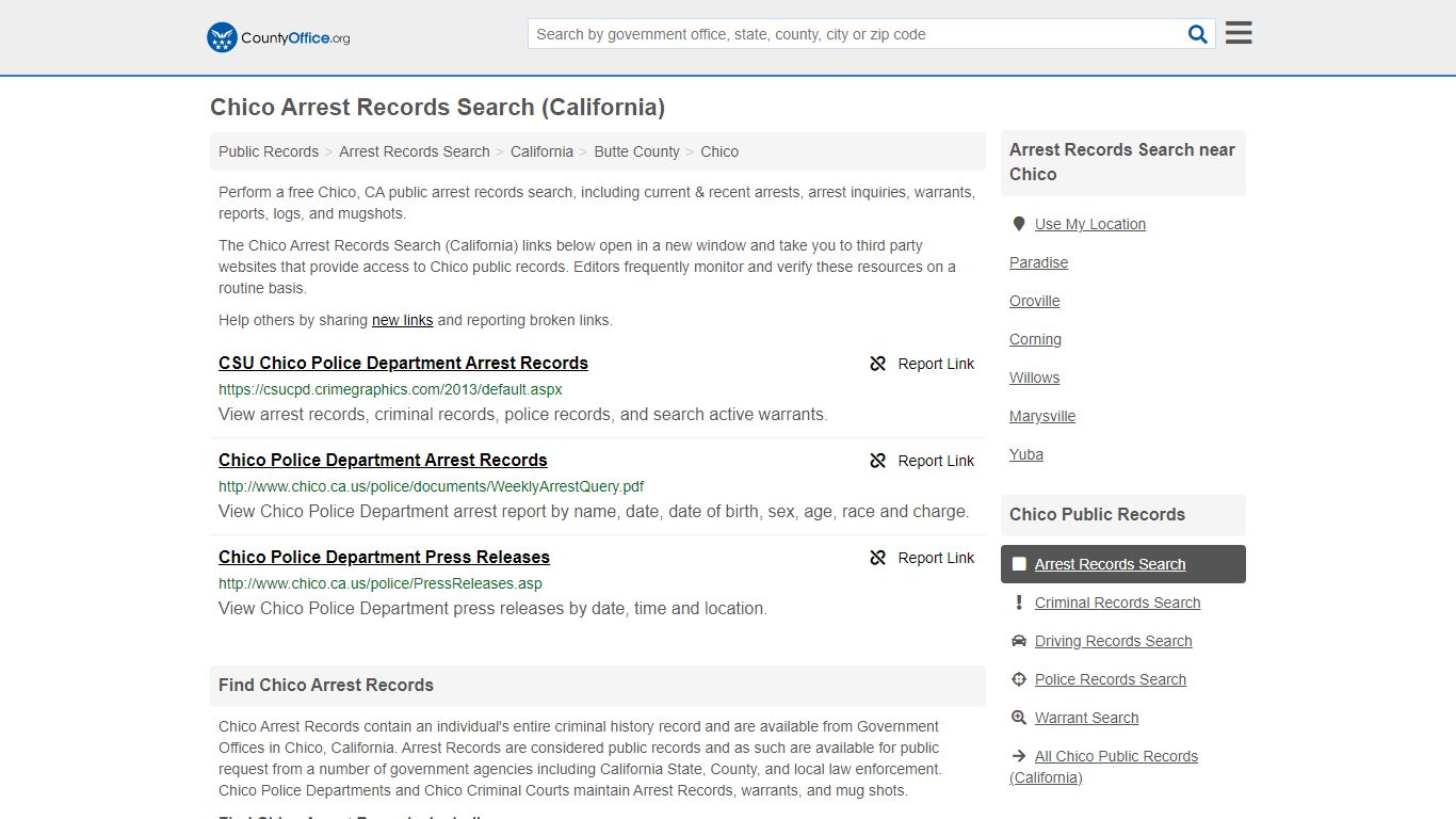 Arrest Records Search - Chico, CA (Arrests & Mugshots)